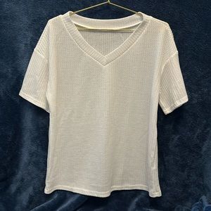SHEIN White V-Neck Shirt